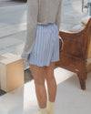 BASERANGE elastic waist striped shorts BAS-SHOLE-PO-SU25-TW MATRIX STRIPE
